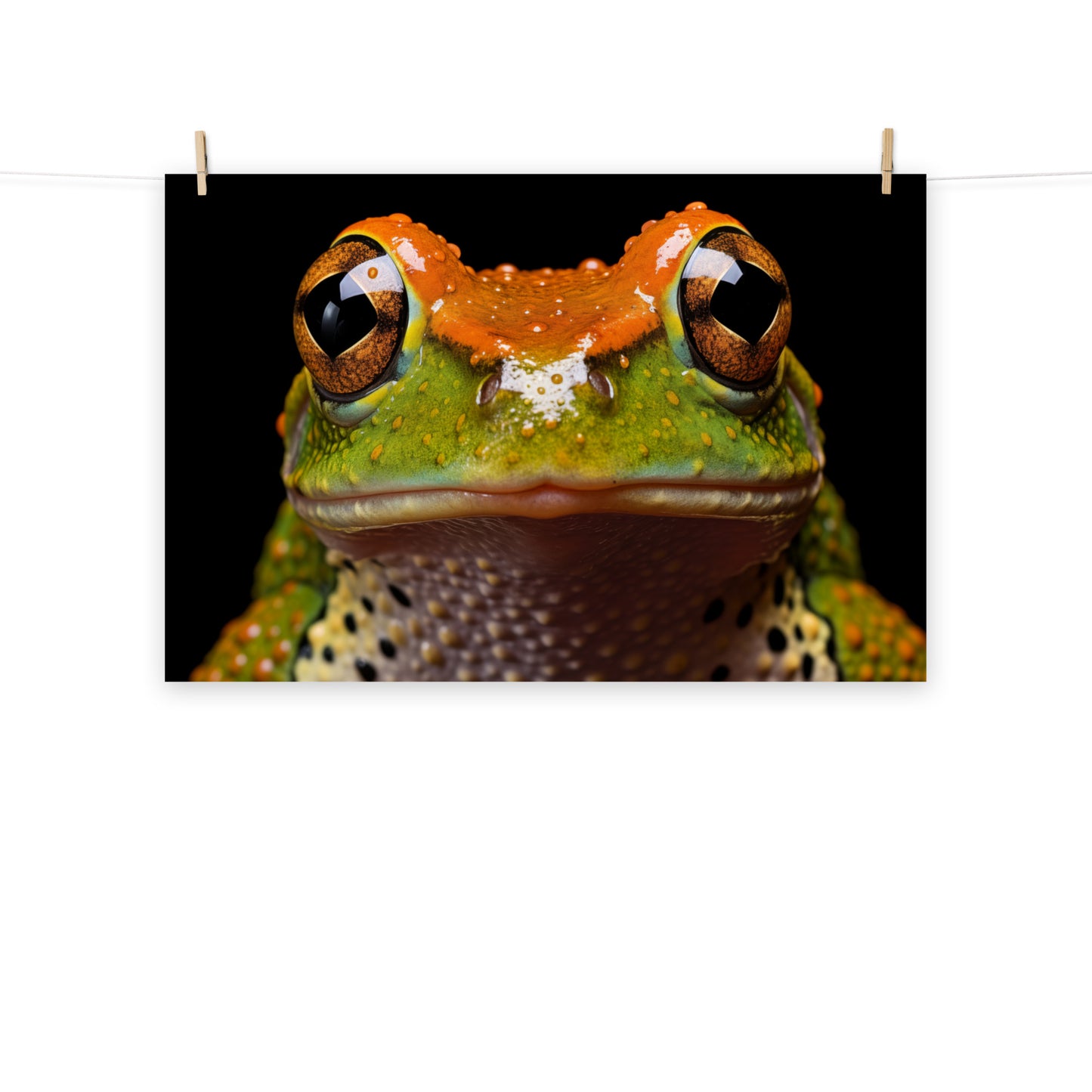 Wildlife Pictures For Living Room: Amphibian Enigma Neobatrachia Frog Close-up Photorealism Painting - Digital Artwork Frameable Art Print