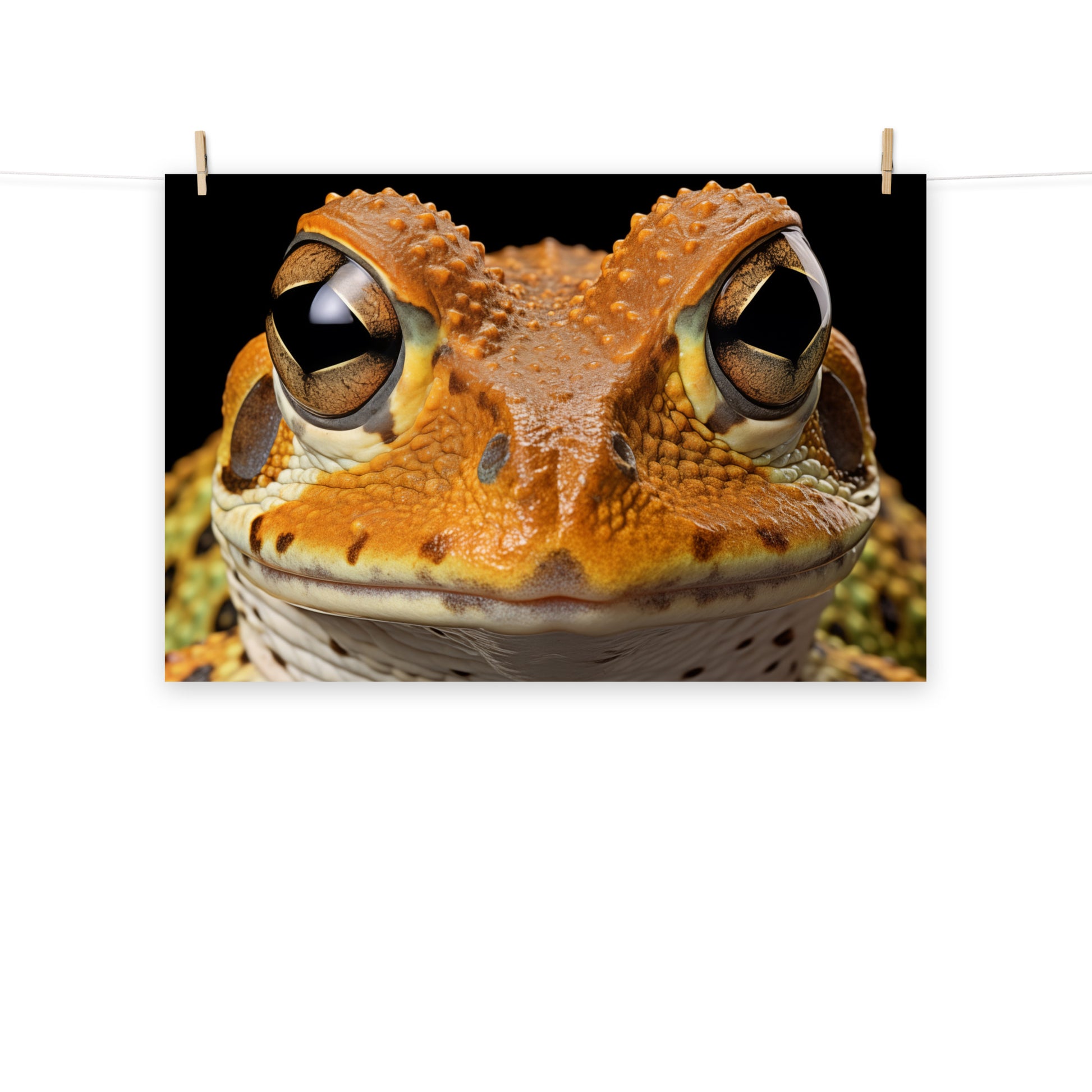 Creative Office Wall Decor: Amphibian Gaze Frogs Photorealism Painting - Digital Artwork Frameable Art Print