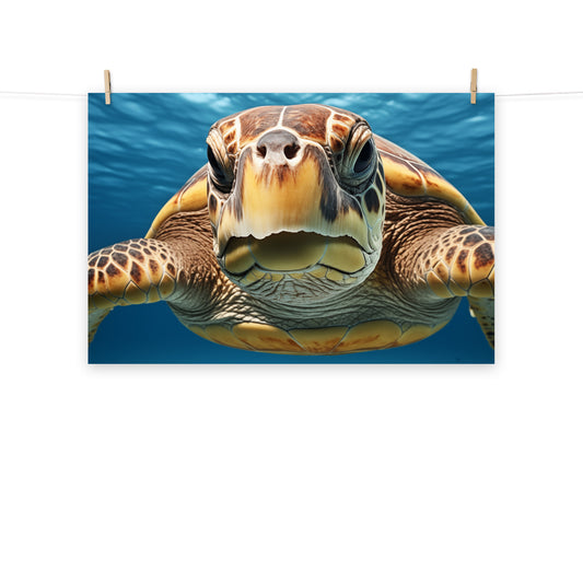 Bathroom Pictures For Sale: Ancient Mariner Sea Turtle Coastal Photorealism - Digital Artwork Frameable Print