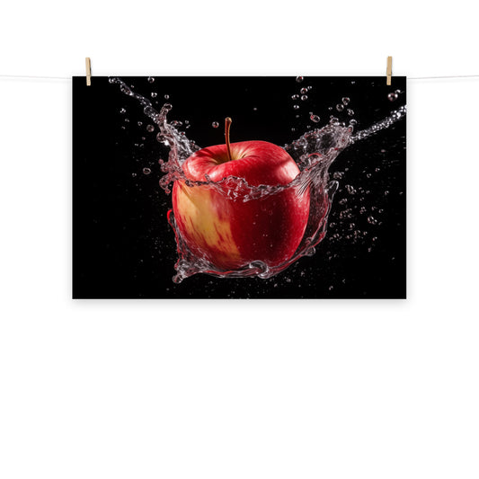 Apple Immersion - Apple in Water Photorealism - Digital Artwork Loose Print