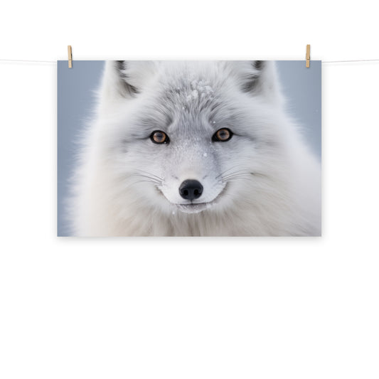 Arctic Fox in Winter Coat Photorealism - Digital Artwork Loose Print