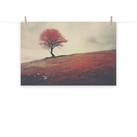 Autumn Solitude Minimal Botanical Retro Subdued Photorealism - Digital Artwork Loose Print