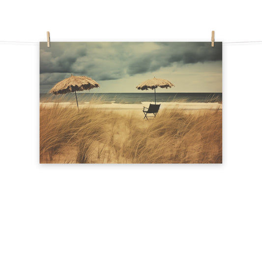 Awaiting the Rain Subdued Retro Coastal Photorealism - Digital Artwork Loose Print