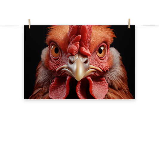 Barnyard Sentinel Rooster Photorealism Painting - Digital Artwork Loose Print