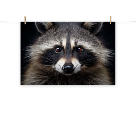 Bandit Eyes Raccoon Portrait Photorealism Painting- Digital Artwork Loose Print