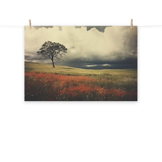 Beneath a Weathered Sky Subdued Retro Rustic Photorealism Painting - Digital Artwork Loose Art Print