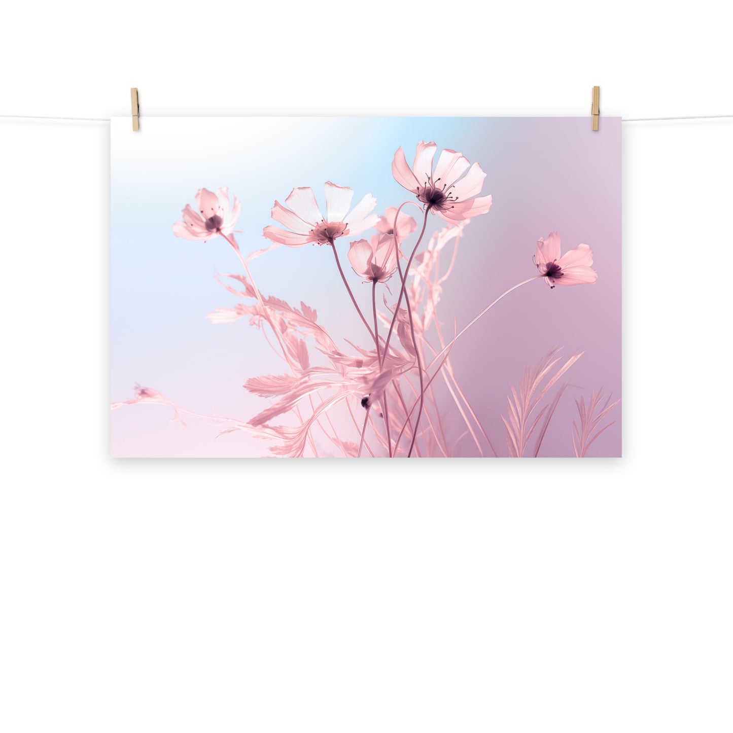 Blushing Blooms Pastel Floral Photorealism Painting - Digital Artwork Loose Art Print