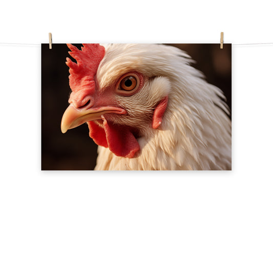 Brooding Beauty Chicken Photorealism Painting - Digital Artwork Loose Art Print