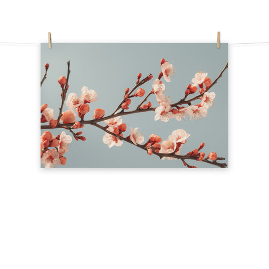 Botanical Whispers Apricot Blooms Peach Floral Photorealism Painting - Digital Artwork Loose Art Print