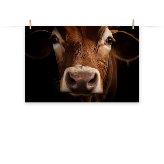 Bovine Beauty Cow Photorealism Painting - Digital Artwork Loose Art Print