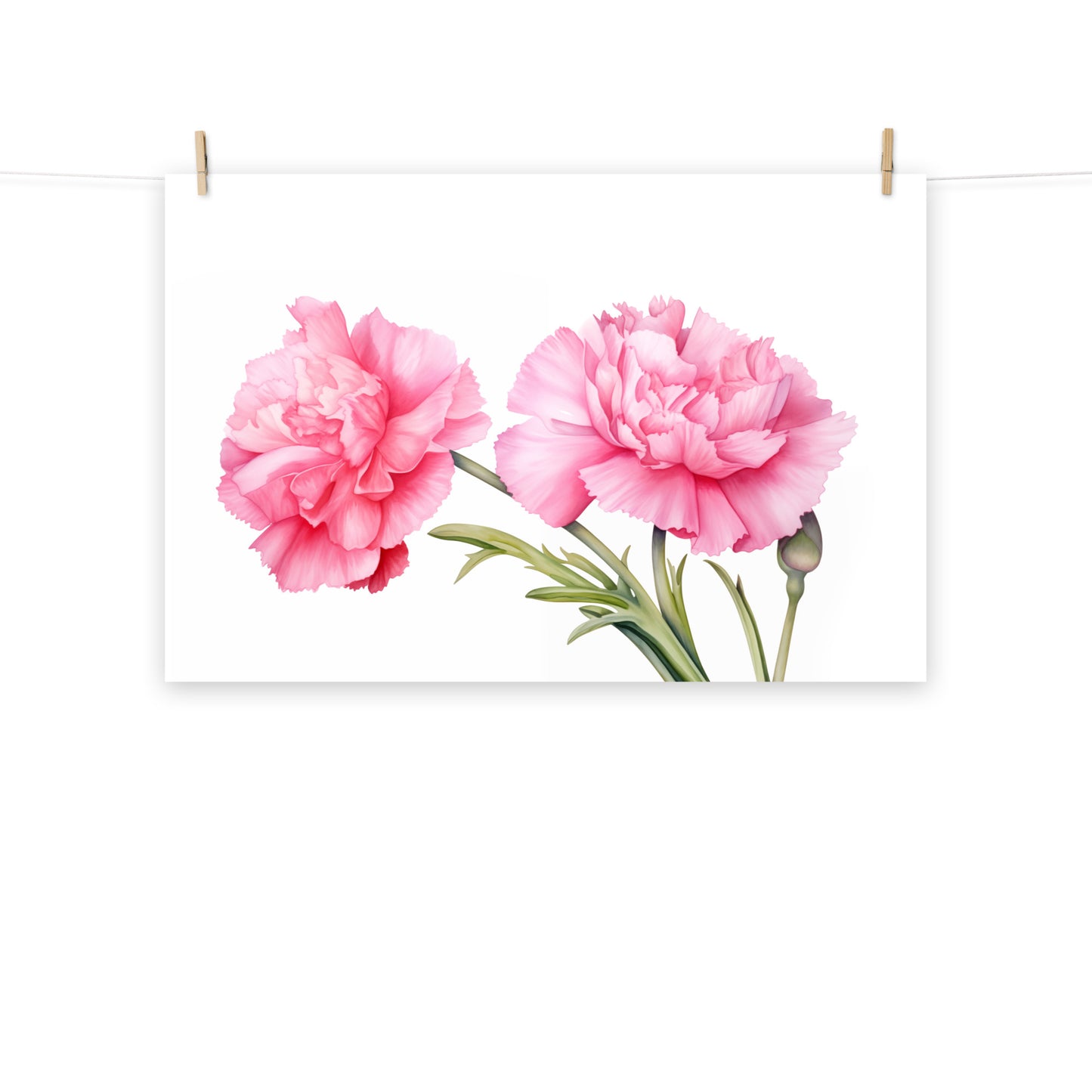 Flower Prints for Walls: Carnation Bouquet Watercolor Painting - Digital Artwork Loose Art Print