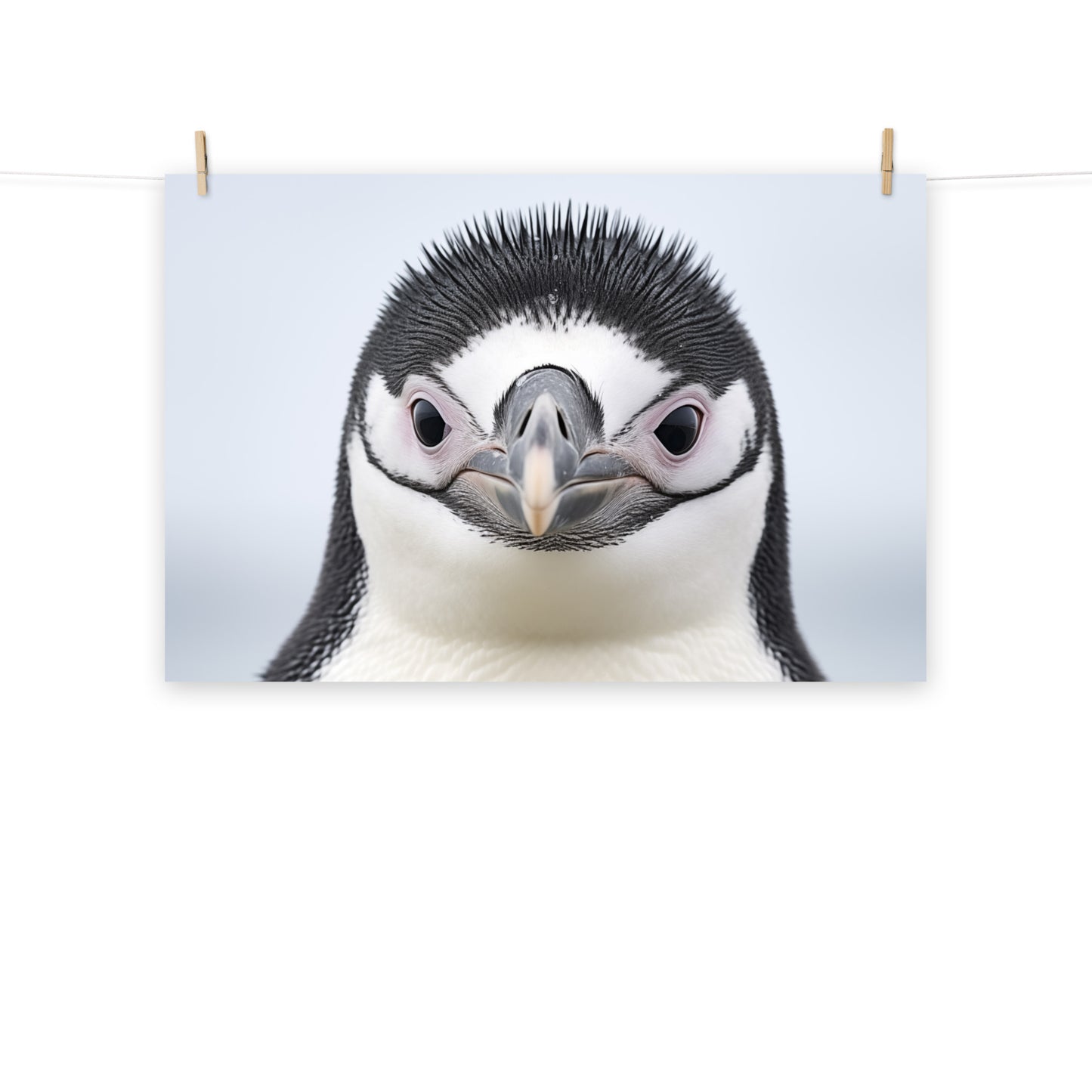 Cute Penguin Art: Chinstrap Penguin Chick Portrait Photorealism - Digital Artwork Loose Art Print