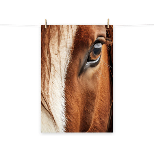 Horse Wall Art: Chestnut and Cream Photorealism - Digital Artwork Loose Art Print