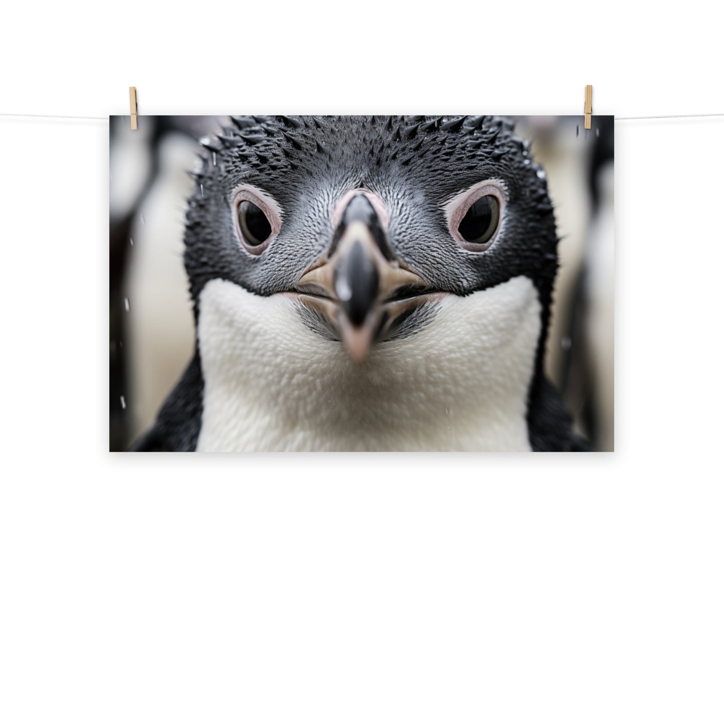 Wall Art Penguin: Close-up of a Baby Penguin Photorealism - Digital Artwork Loose Art Print