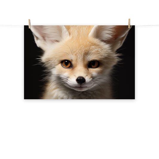 Fox Art: Close-up of a Desert Fox Fennec Fox Photorealism - Digital Artwork Loose Art Print