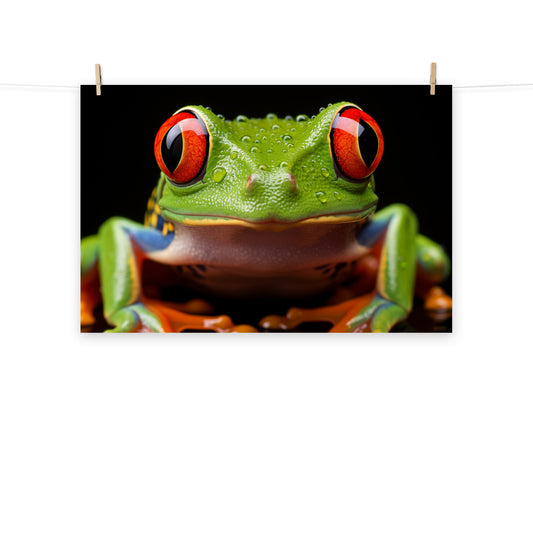 Crimson Gaze Red Eyed Tree Frog Close-up Photorealism - Digital Artwork Loose Art Print