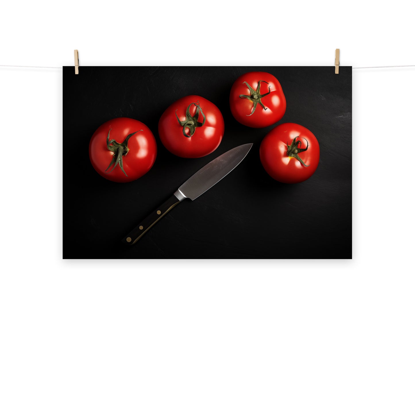 Home Kitchen Wall Decor: Crimson Quartet Tomatoes Photorealism - Digital Artwork Loose Art Print