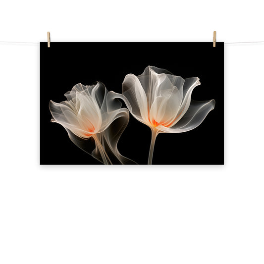 Flower Poster Aesthetic: Crystallized Beauty X-ray Effect - Digital Artwork Loose Art Print