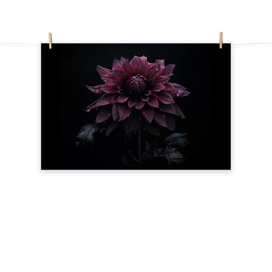 Dark Floral Artwork: Dahlia's Dream Photorealism - Digital Loose Art Print