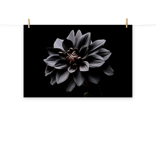 Black Flower Painting: Dark Elegance Photorealism - Digital Artwork Loose Art Print