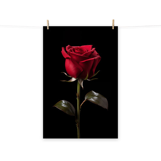 Red Flower Art: Dark Romance Photorealism - Digital Artwork Loose Art Print