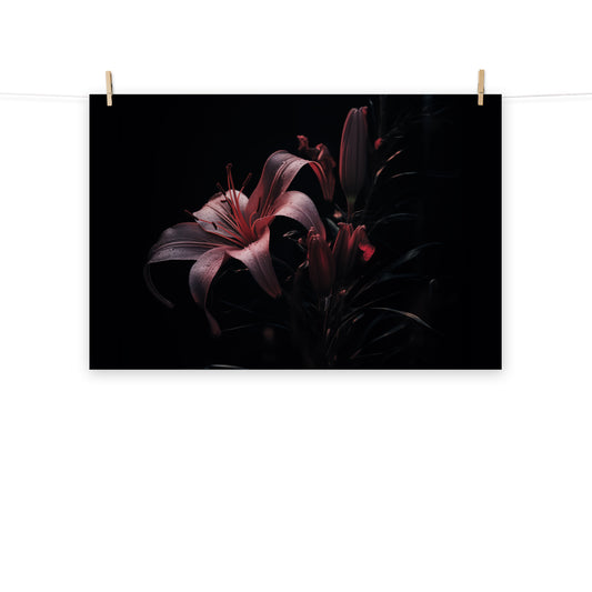 Flower Modern Art: Darkest Desire Dark Floral Photorealism - Digital Artwork Loose Art Print