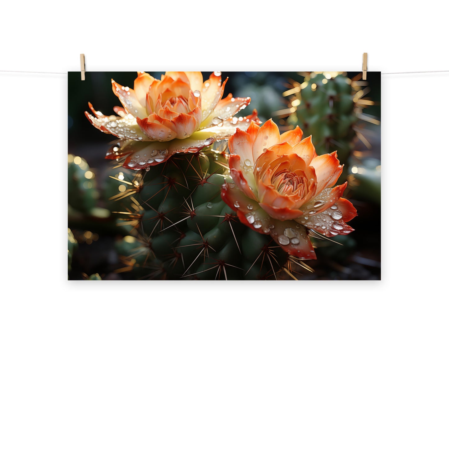 Botany Painting: Desert Jewels Cactus Photorealism - Digital Artwork Loose Art Print