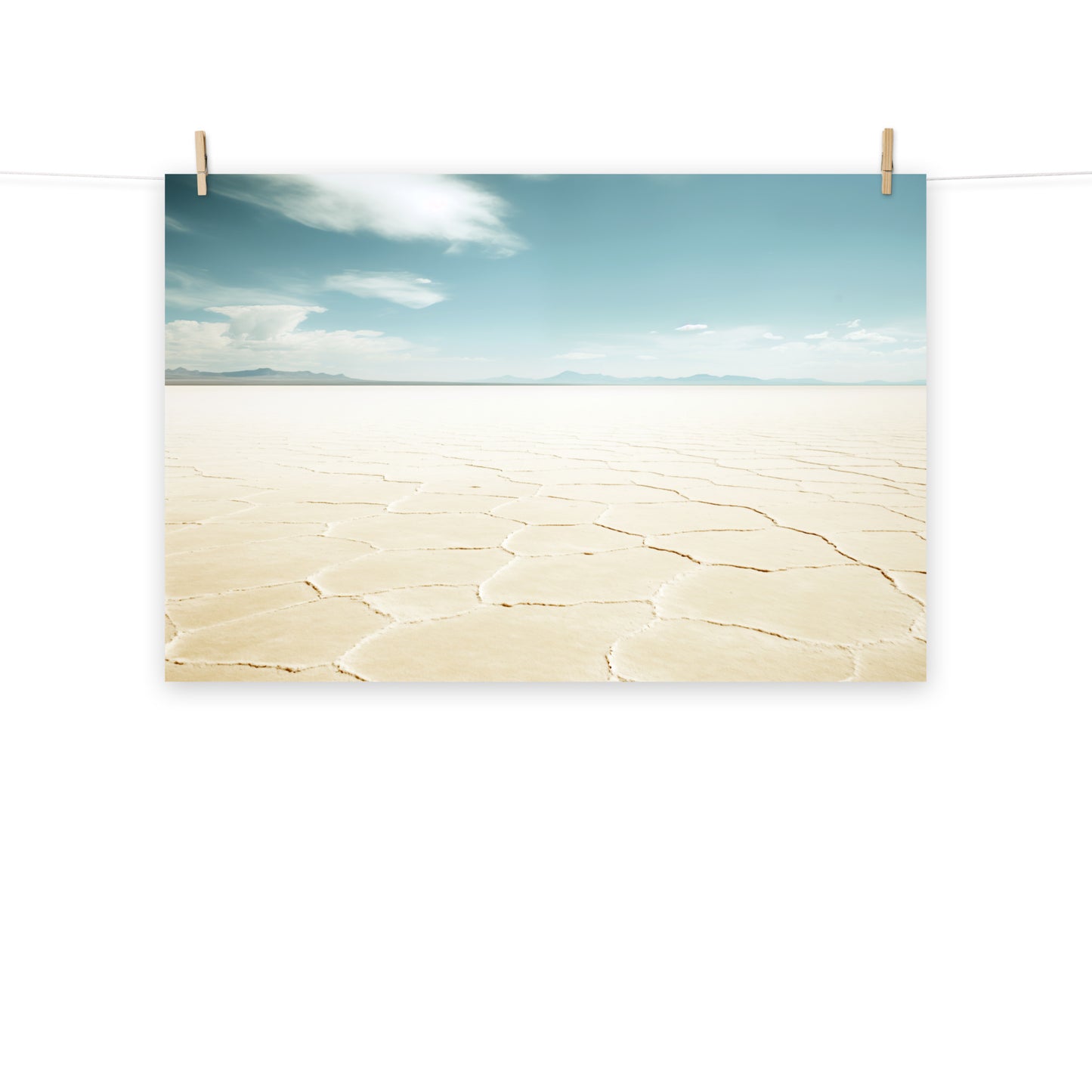 Desert Stillness Salt Flats Photorealism - Digital Artwork Loose Art Print