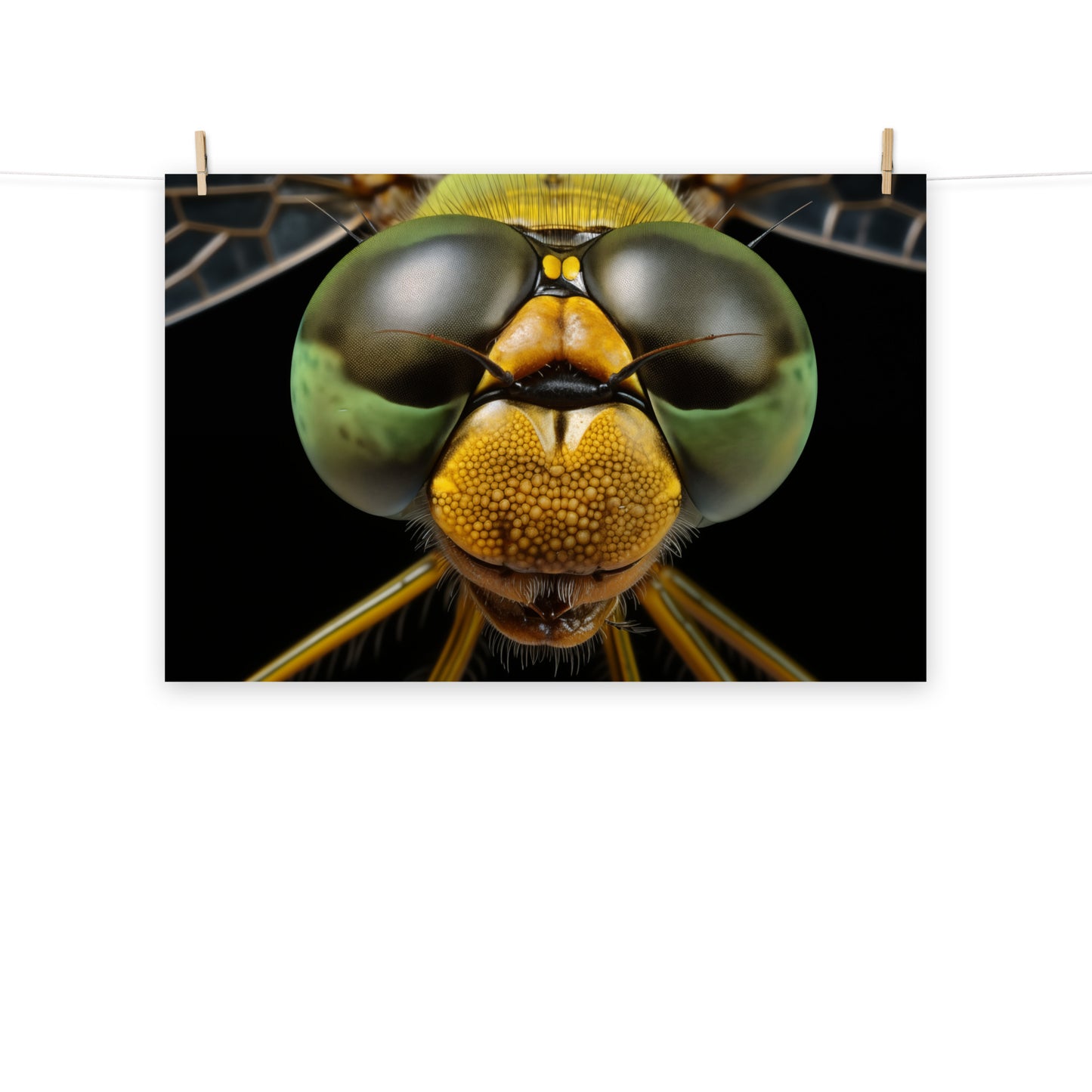 Wildlife Art: Dragonfly Close-Up Portrait Photorealism - Digital Artwork Loose Art Print