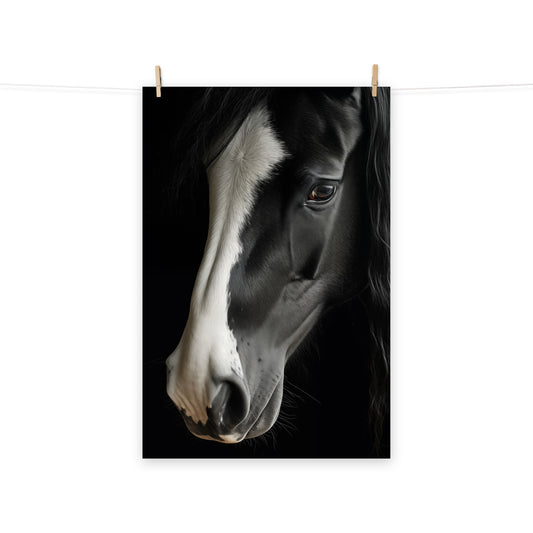 Equestrian Art Prints: Ebony and Ivory Photorealism - Digital Artwork Loose Art Print