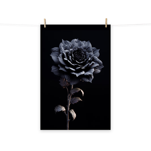 Unique Flower Painting: Ebony Enchantment Rose Black Flowers Photorealism - Digital Artwork Loose Art Print