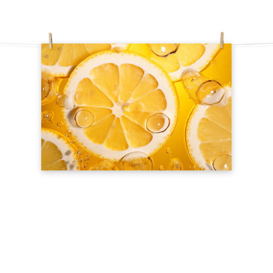 Cute Lemon Art: Effervescent Citrus Photorealism - Digital Artwork Loose Art Print