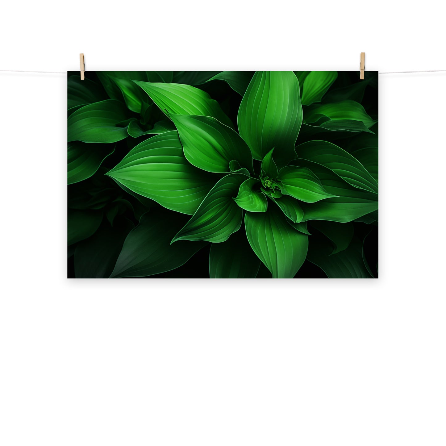 Neutral Botanical Prints: Emerald Symphony Green Plants Photorealism - Digital Artwork Loose Art Print