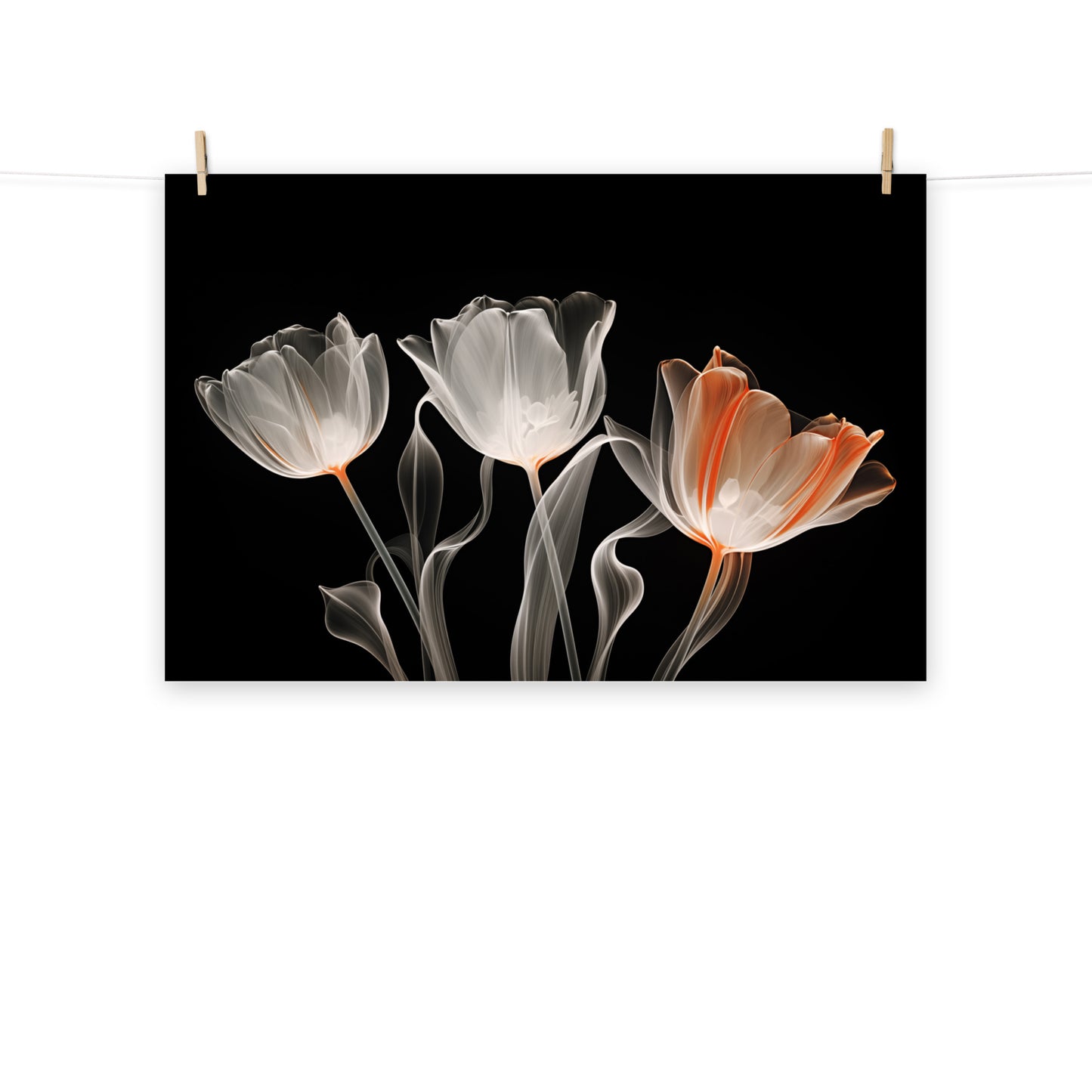 Abstract Floral Artwork: Ephemeral Elegance X-ray Effect - Digital Artwork Loose Art Print