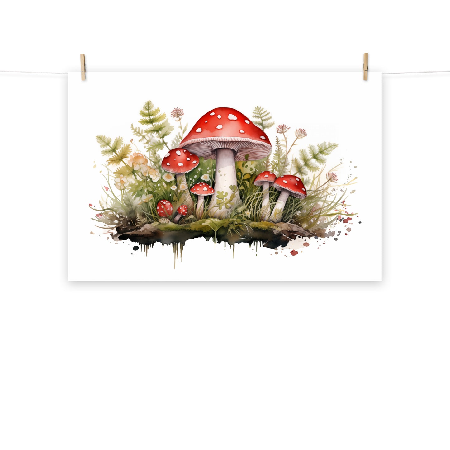 Forest Floor Jewels Watercolor Painting - Digital Artwork Loose Art Print