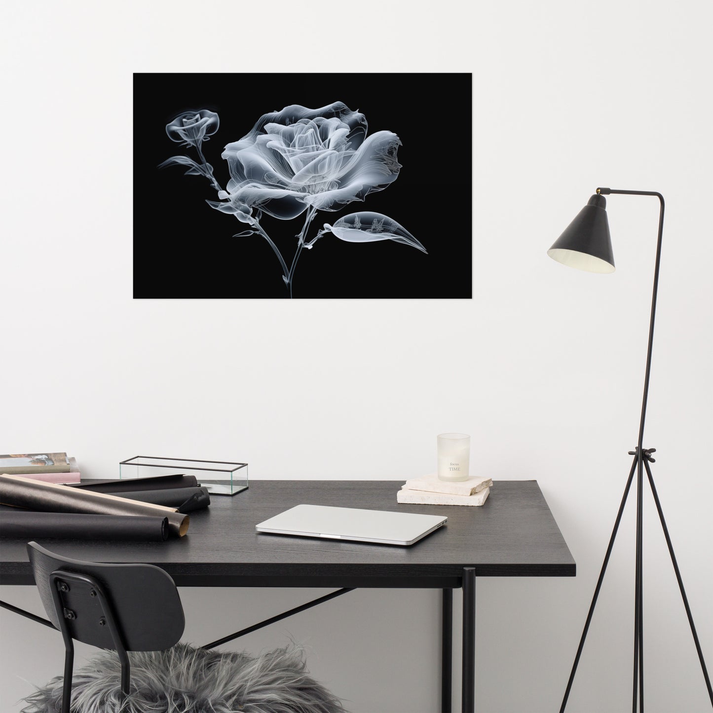 Translucent Rose X-Ray Effect - Digital Artwork Loose Art Print