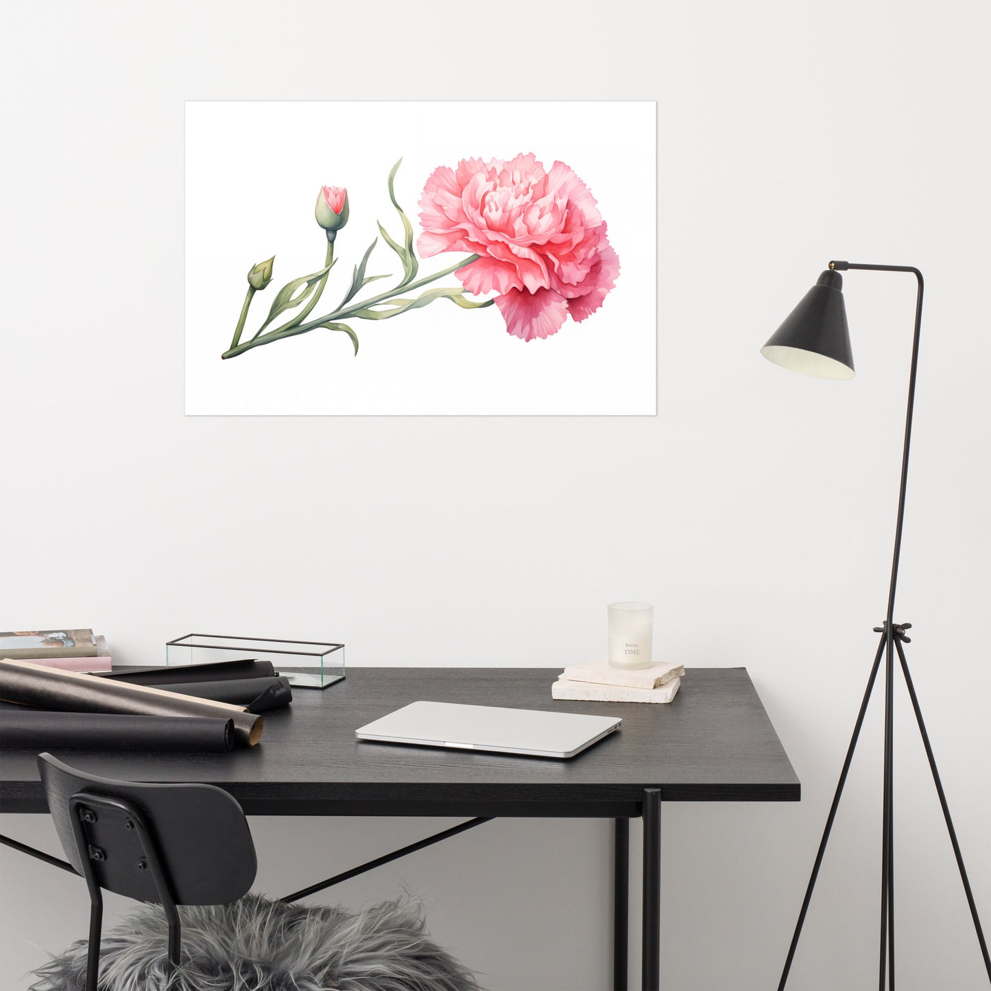 Watercolor Carnation Painting - Digital Artwork Loose Art Print