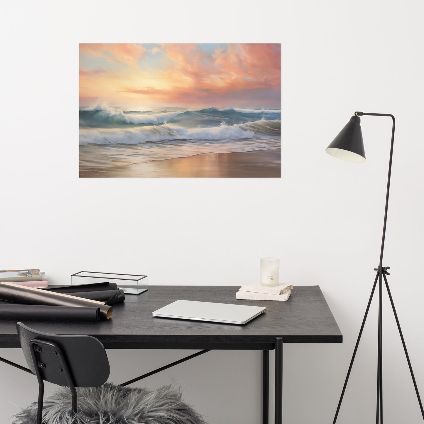 Colorful Coastal Wall Art: Crest of Dawn Coastal Painting Digital Artwork Loose Art