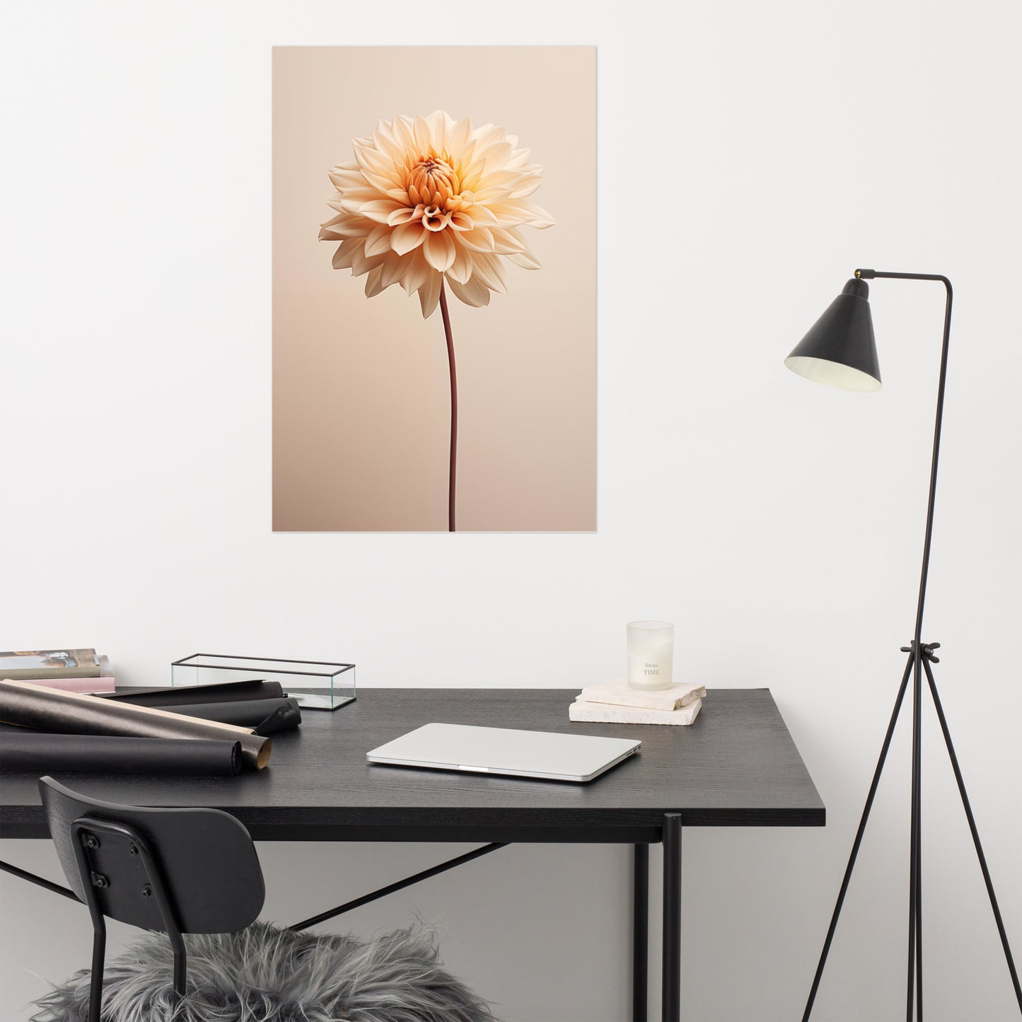 Modern Floral Art Paintings: Delicate Dahlia Realism Painting Digital Artwork Loose Art Print