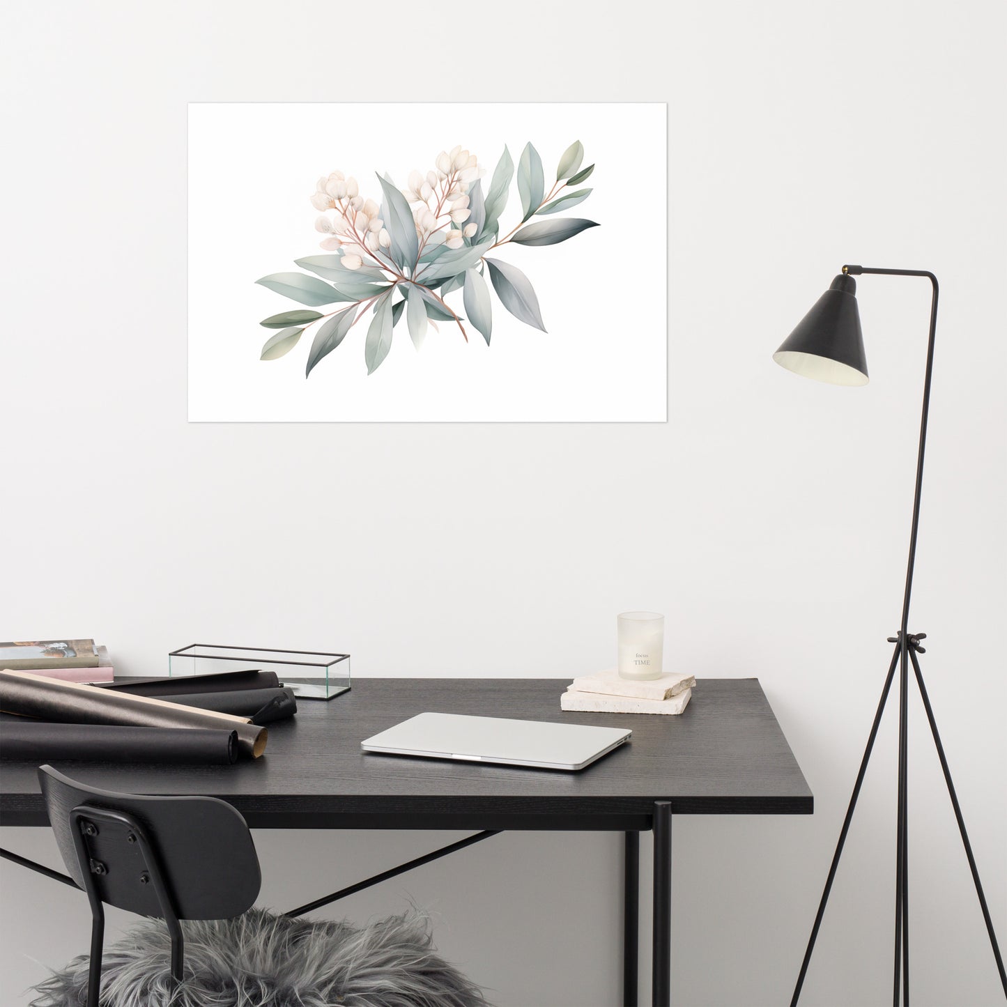 Watercolor Flowers Loose: Delicate Sprig Hand Drawn Painting Digital Artwork Print