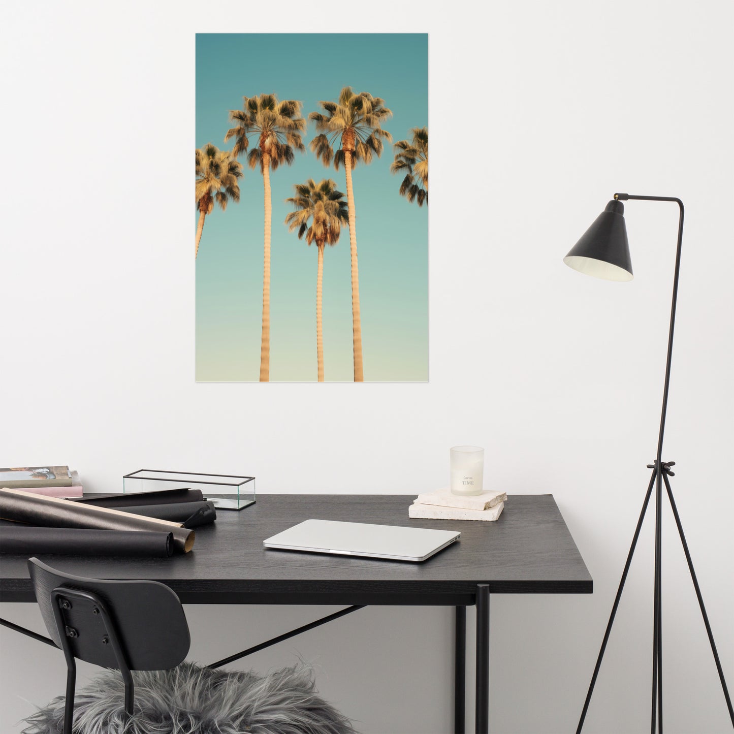 Palm Tree Wall Decor: Desert Oasis Vintage Retro Realism Painting Digital Artwork Loose Art Print