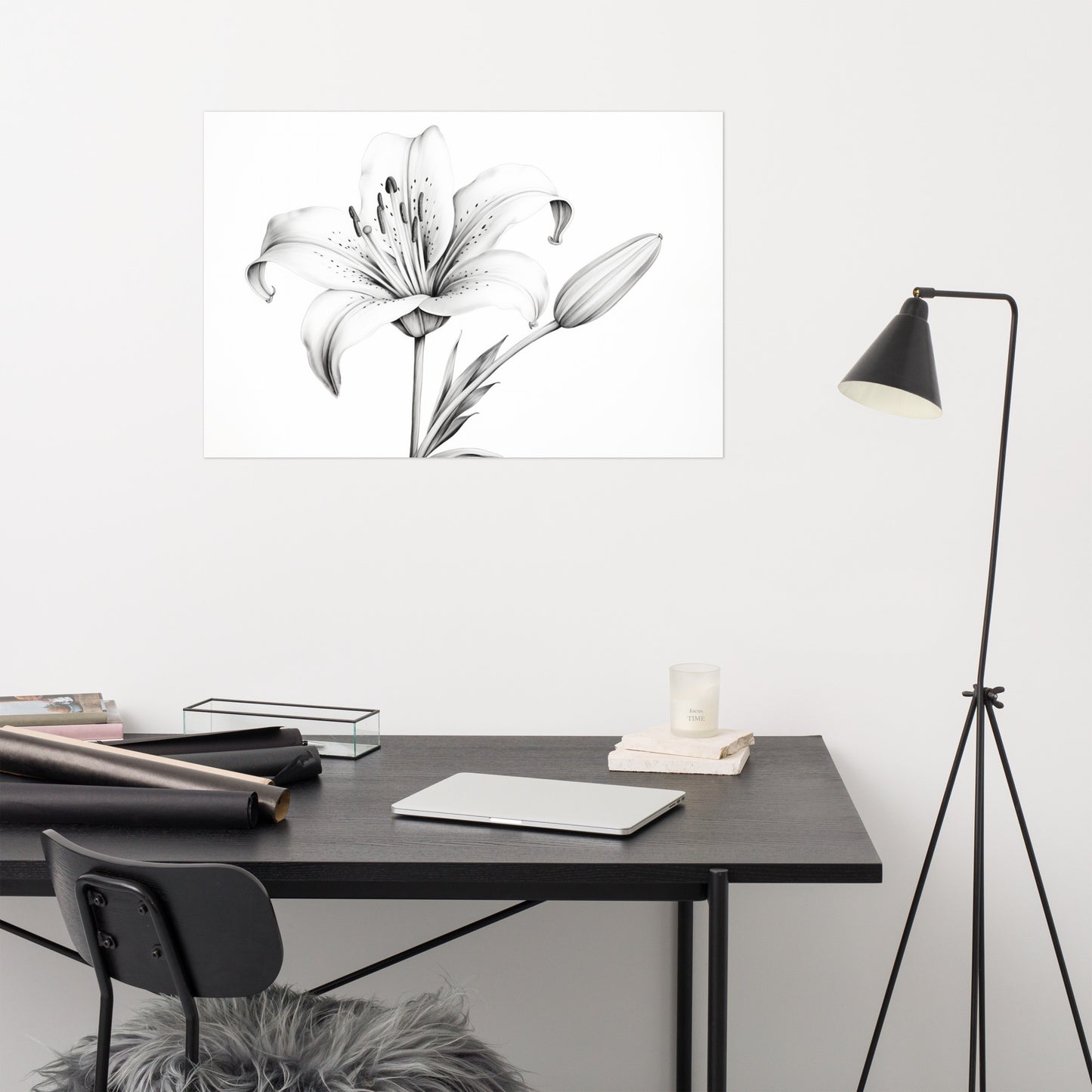 Aesthetic Drawing Flowers: Ephemeral Beauty Lily Pencil Sketch Charcoal Drawing Digital Artwork Loose Art Print