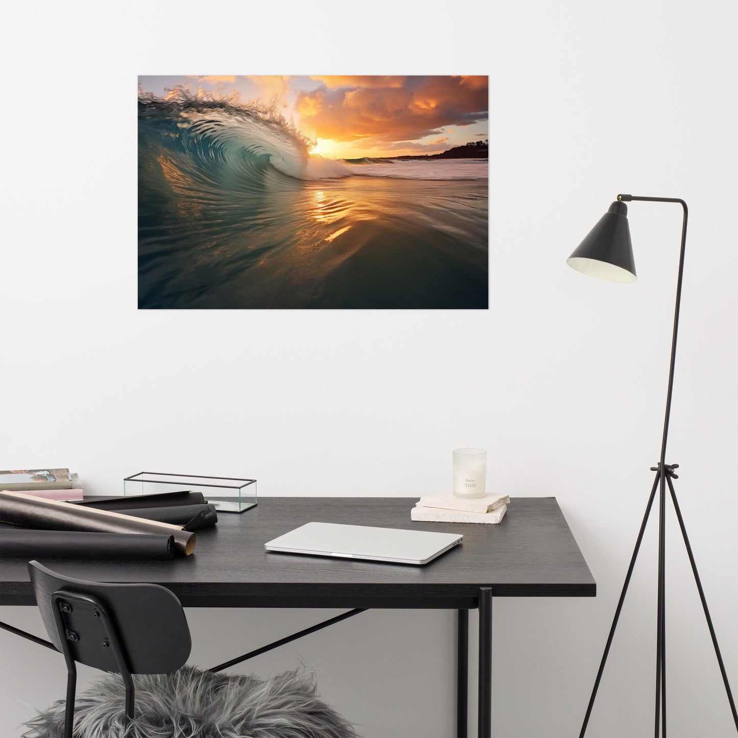 Sunset Beach Wall Art: Ephemeral Whispers Realism Painting Digital Artwork Loose Art Print