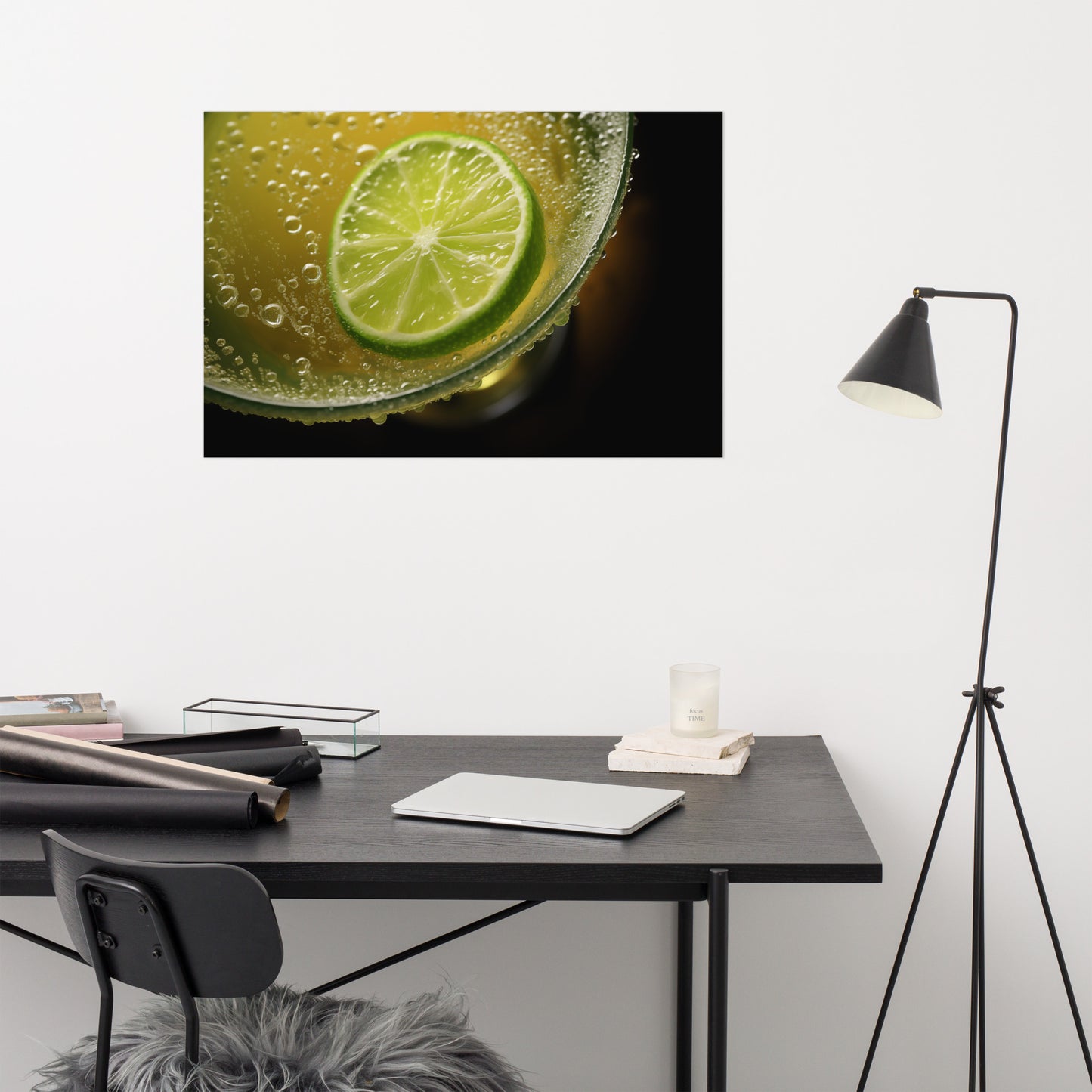 Food and Beverages Art Lime in Drink Photorealistic Digital Artwork Loose Art Print