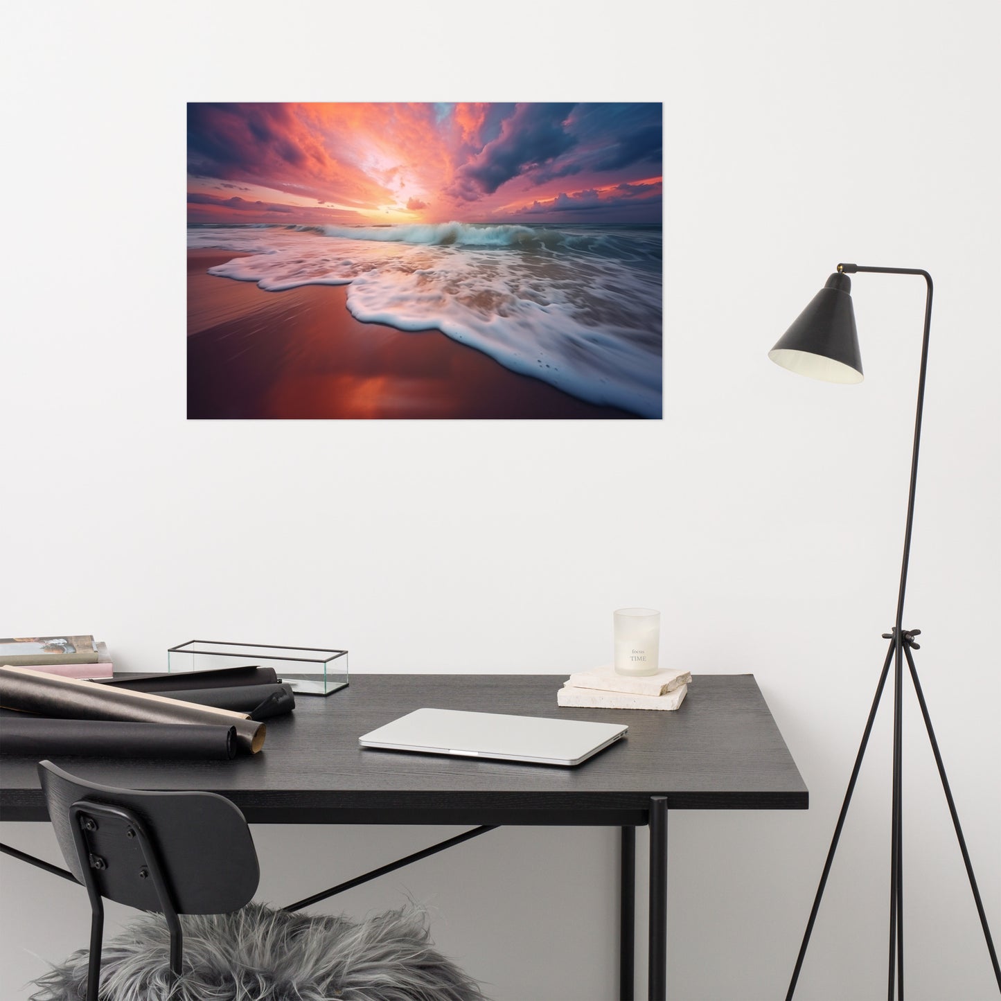 Golden Horizon Realism Painting Digital Artwork Loose Art Print