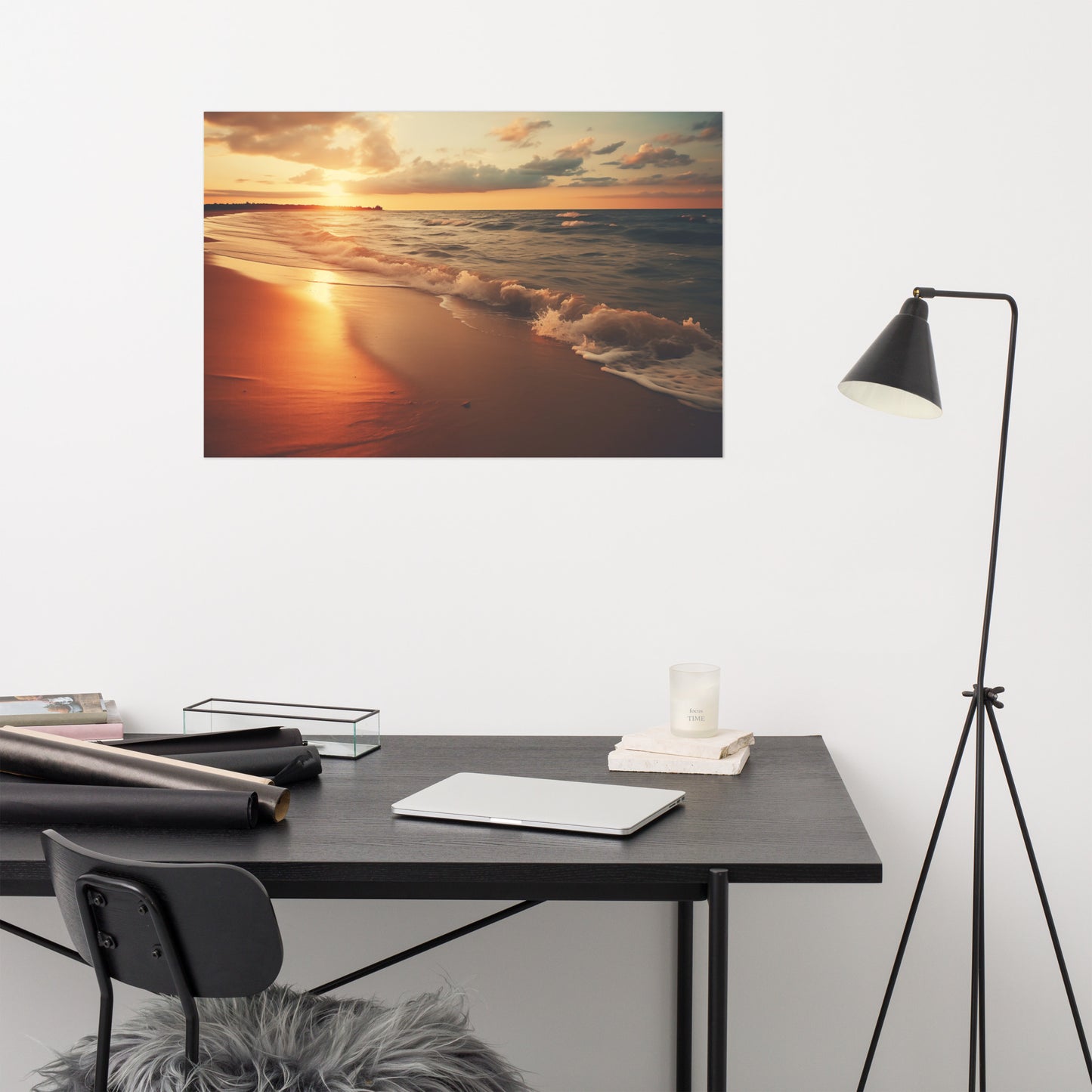 Golden Hour's Crest Realism Painting Digital Artwork Loose Art Print