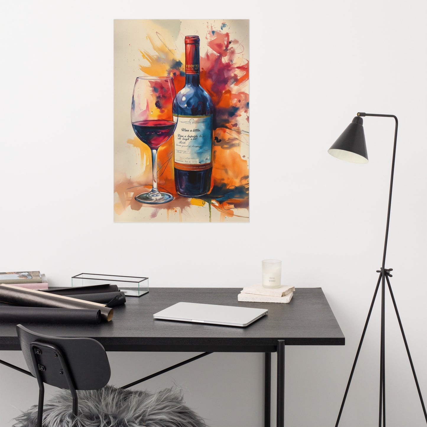 Merlot Musings Watercolor Painting Digital Artwork Loose Art Print