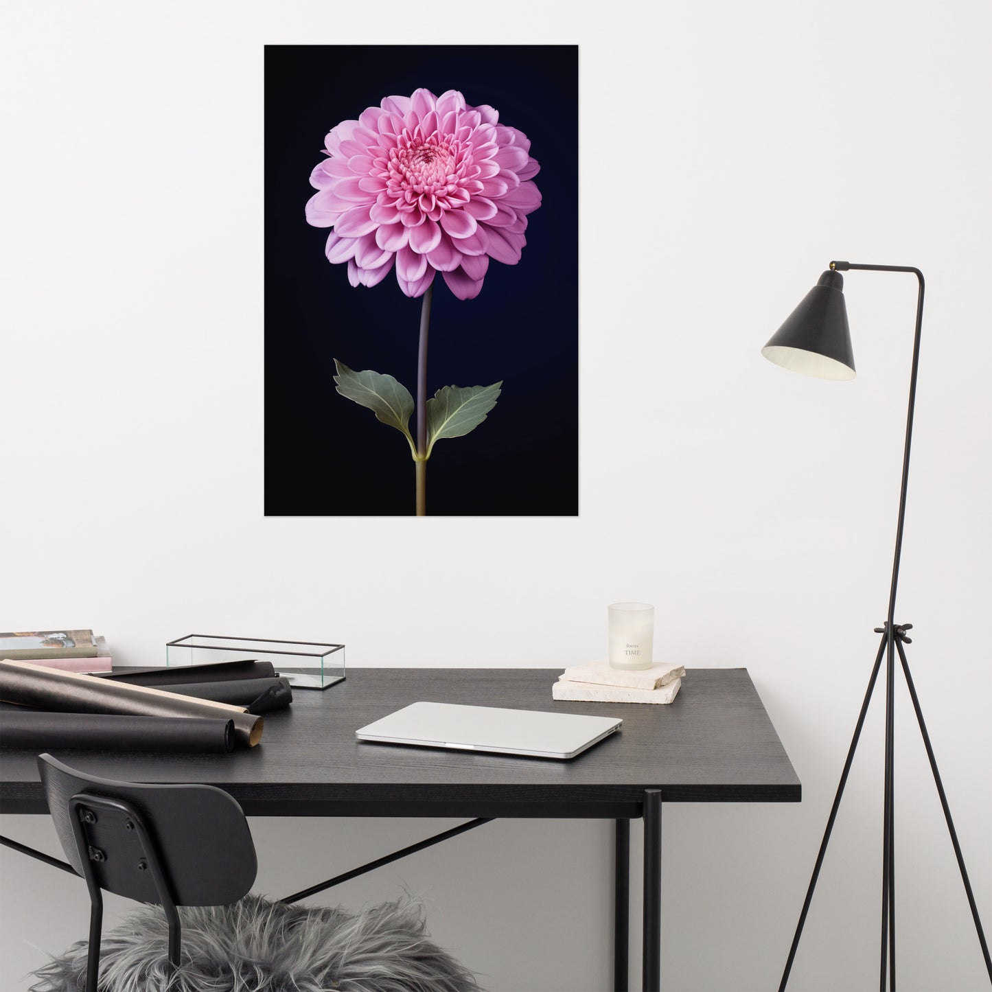 Soft Serenity Single Pink Flower Photorealistic Painting Digital Artwork Loose Art Print