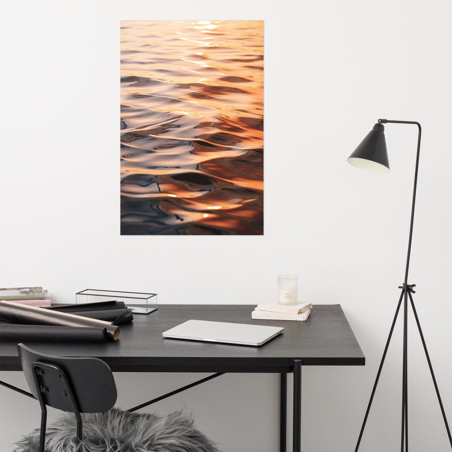 Sunset Serenade Water Reflections Realism Painting Digital Artwork Loose Art Print