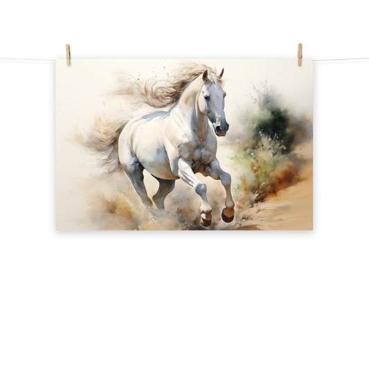 Horse Art: A Field of Dreams Watercolor Painting Digital Artwork Loose Art Print